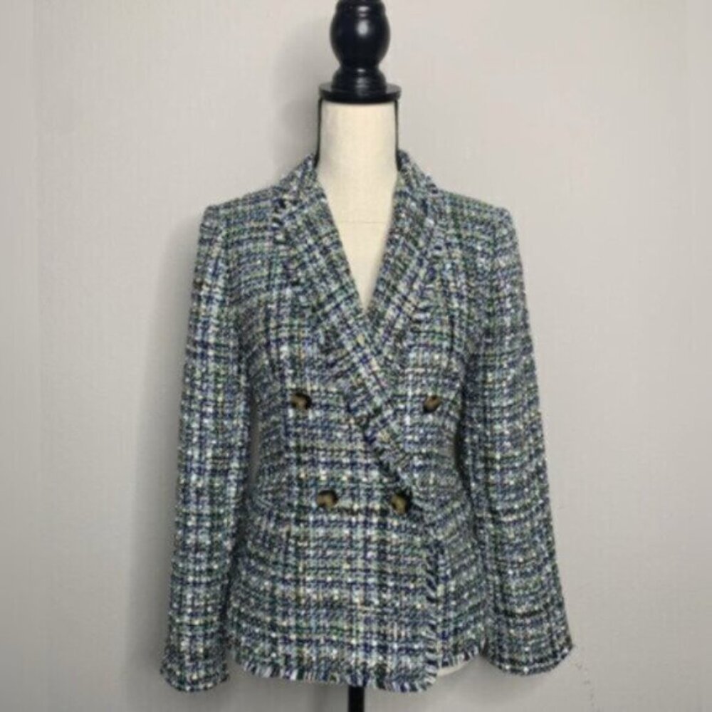 NWT Ann Taylor Tweed Shimmer Tailored Double Breasted Blazer - Picture 3 of 14